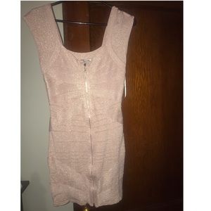 Pink with gold sparkle bodycon dress